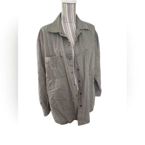 Faded Glory Shirt Mens L Flannel Lined Point Collar Green Pockets Long Sleeve - Picture 4 of 4